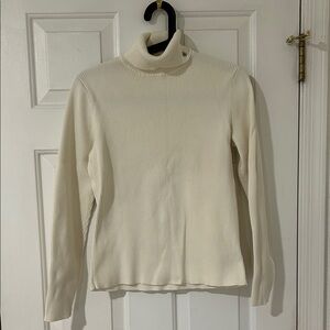 Ralph Lauren Cream Ribbed Turtleneck Sweater